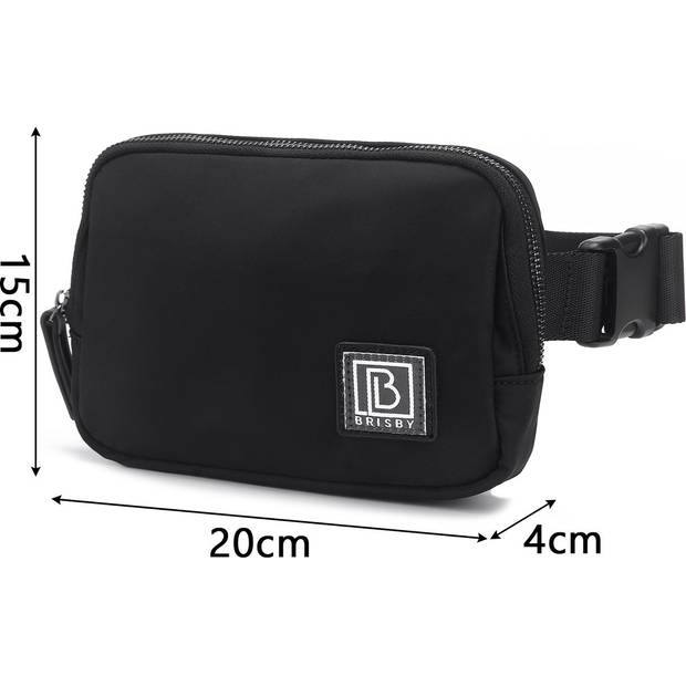 Brisby - Heuptas - Waistbag - Buideltasje - Festivaltas -1L - Zwart Zwart / Liter