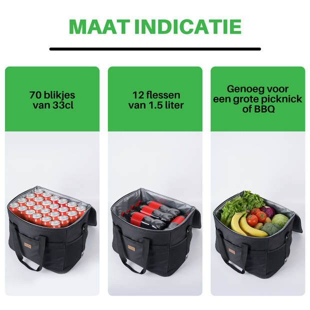 Packaway 4 Laags Geïsoleerde Koeltas - Lunchtas 40 liter - Inclusief Divider - Zwart