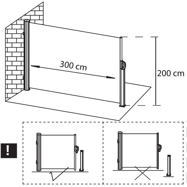 Springos Windscherm - Tuinscherm - Oprolbaar - Waterbestendig - Staal - Aluminium - Grafiet - 300 X 200 CM