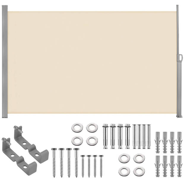 Springos Windscherm - Tuinscherm - Oprolbaar - Waterbestendig - Staal - Aluminium - Lichtbeige - 350 X 180 CM