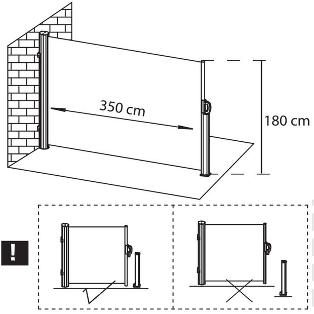 Springos Windscherm - Tuinscherm - Oprolbaar - Waterbestendig - Staal - Aluminium - Lichtbeige - 350 X 180 CM