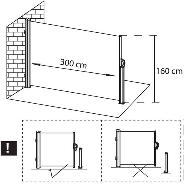 Springos Windscherm - Tuinscherm - Oprolbaar - Waterbestendig - Staal - Aluminium - Lichtgrijs - 300 X 160 CM