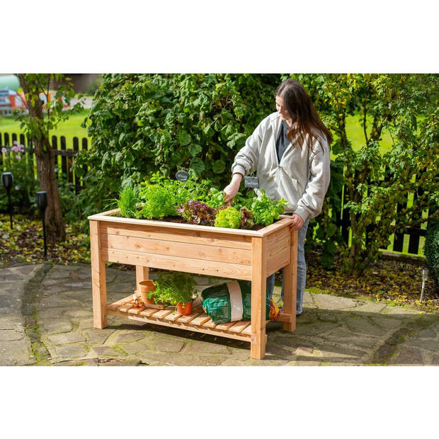 Westmann Plantenbak larikshouten hoge Moestuin Emily met plank 120x65x75 cm WM102420