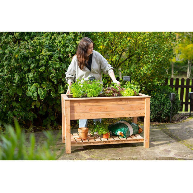 Westmann Plantenbak larikshouten hoge Moestuin Emily met plank 120x65x75 cm WM102420