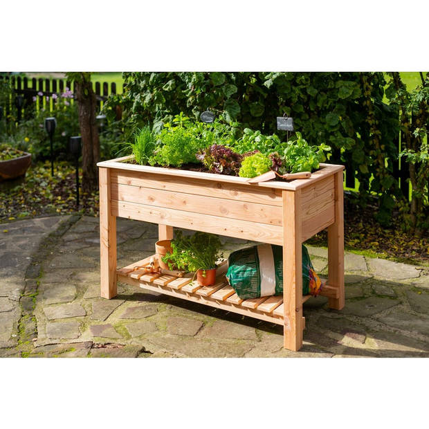 Westmann Plantenbak larikshouten hoge Moestuin Emily met plank 120x65x75 cm WM102420