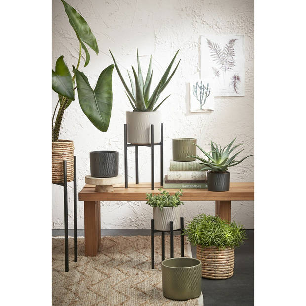 Zwart ijzeren plantenkrukje/planten standaard Ascot H55 x B24 cm woonaccessoires/woondecoraties - Plantenstandaarden