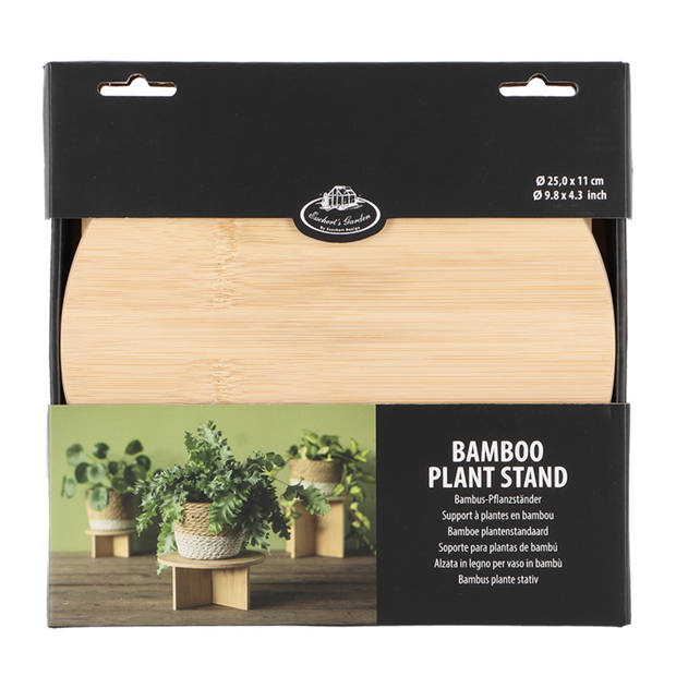 Esschert Design plantentafeltje van bamboe - afmeting: D25 cm x H11 cm - Plantenstandaarden