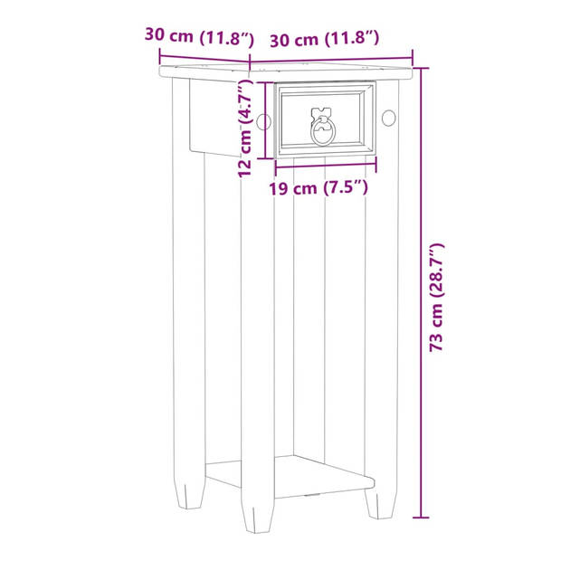 vidaXL Plantenstandaard Corona 30x30x73 cm massief grenenhout