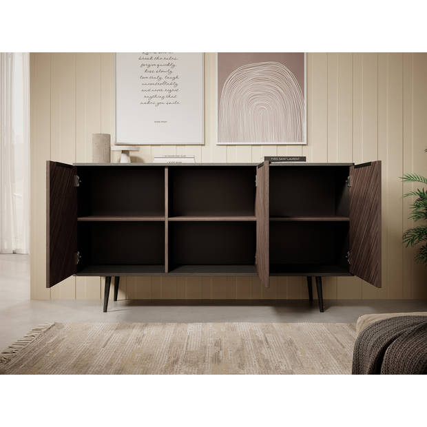 Meubella Dressoir Pedro - Donker eiken - Zwart eiken - 150 cm