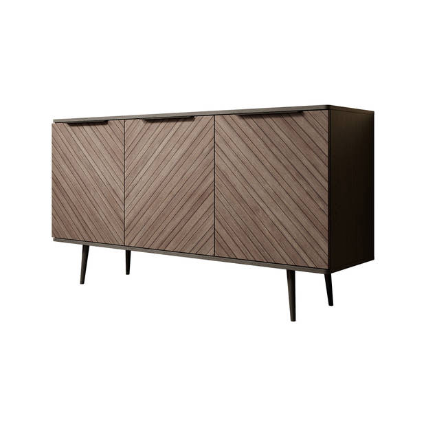 Meubella Dressoir Pedro - Donker eiken - Zwart eiken - 150 cm