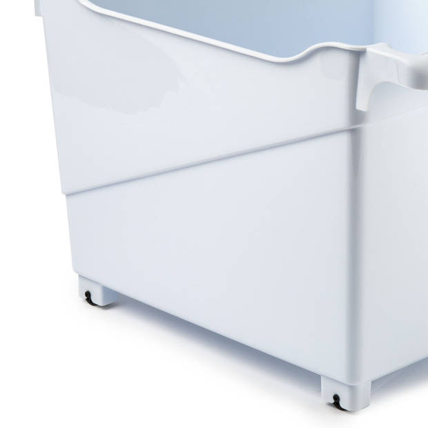 Plasticforte opberg Trolley Container - ivoor wit - op wieltjes - L39 x B38 x H26 cm - kunststof - Opberg trolley