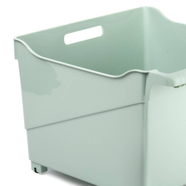 Plasticforte opberg Trolley Container - 2x - mintgroen - L39 x B38 x H26 cm - kunststof - Opberg trolley