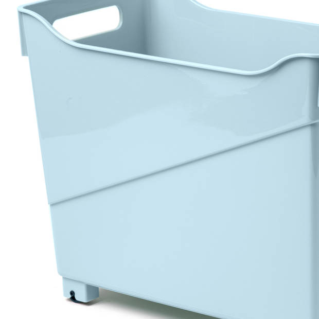 Plasticforte opberg Trolley Container - 2x - ijsblauw - L38 x B18 x H26 cm - kunststof - Opberg trolley