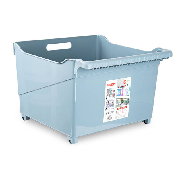 Plasticforte opberg Trolley Container - 2x - ijsblauw - L39 x B38 x H26 cm - kunststof - Opberg trolley