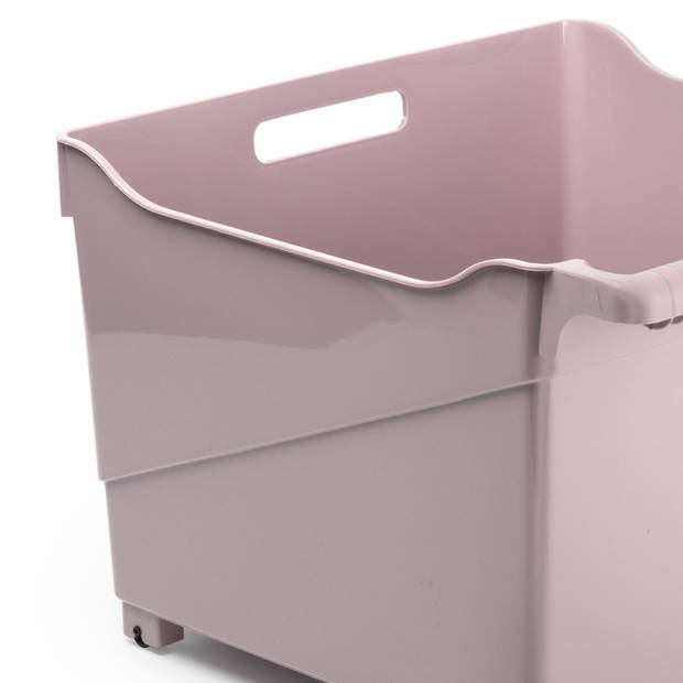 Plasticforte opberg Trolley Container - 2x - roze - L39 x B38 x H26 cm - kunststof - Opberg trolley