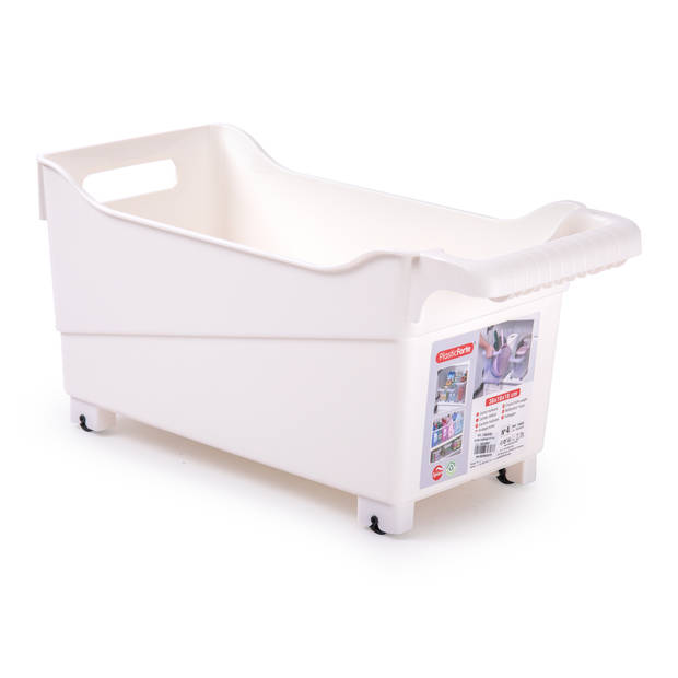 Plasticforte opberg Trolley Container - 2x - ivoor wit - L38 x B18 x H18 cm - kunststof - Opberg trolley