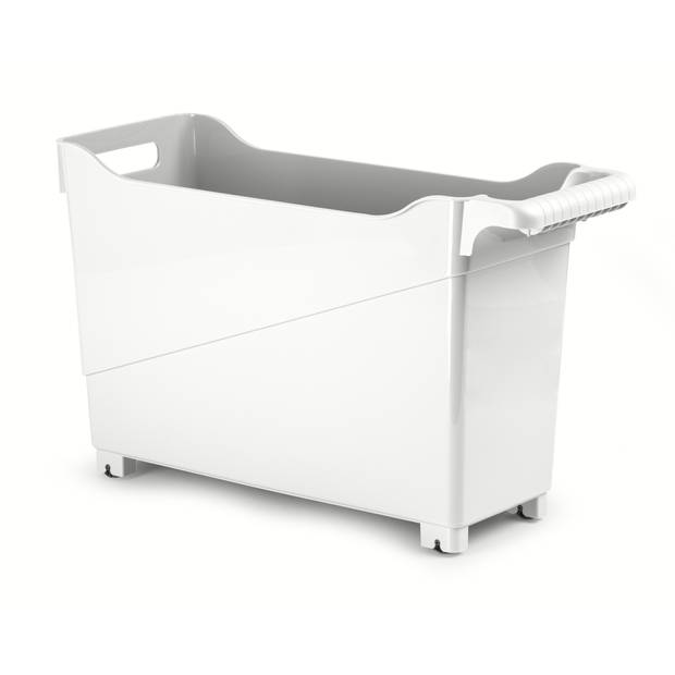 Plasticforte opberg Trolley Container - 2x - ivoor wit - L45 x B17 x H29 cm - kunststof - Opberg trolley