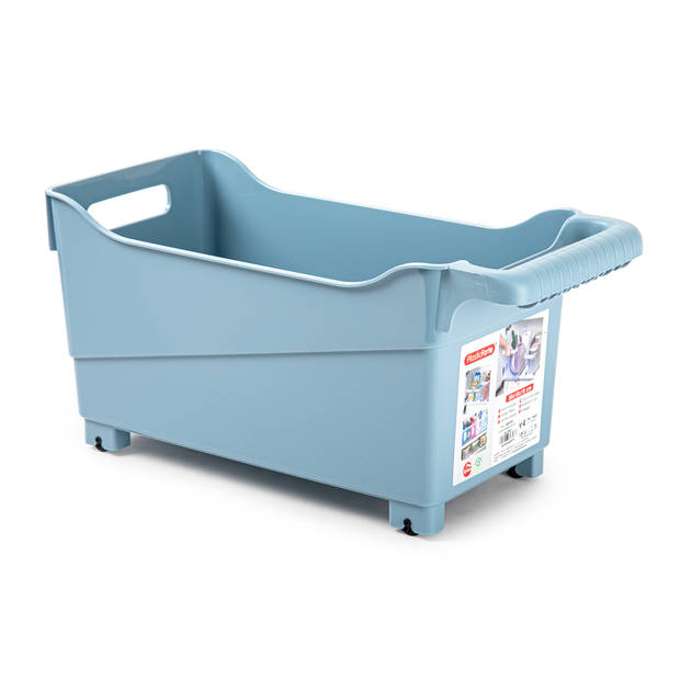 Plasticforte opberg Trolley Container - 2x - ijsblauw - L38 x B18 x H18 cm - kunststof - Opberg trolley
