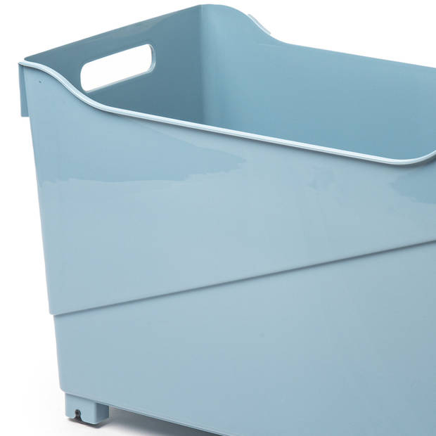 Plasticforte opberg Trolley Container - 2x - ijsblauw - L45 x B24 x H27 cm - kunststof - Opberg trolley