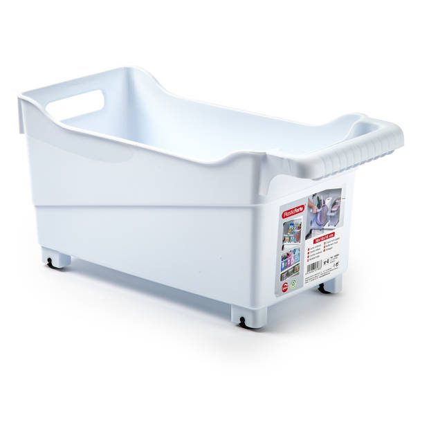 Plasticforte opberg Trolley Container - 2x - wit - L38 x B18 x H18 cm - kunststof - Opberg trolley