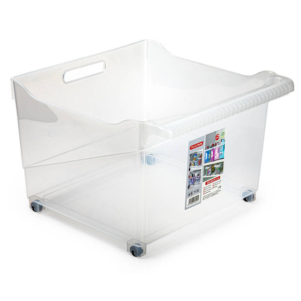 Plasticforte opberg Trolley Container - 2x - transparant - L39 x B38 x H26 cm - kunststof - Opberg trolley