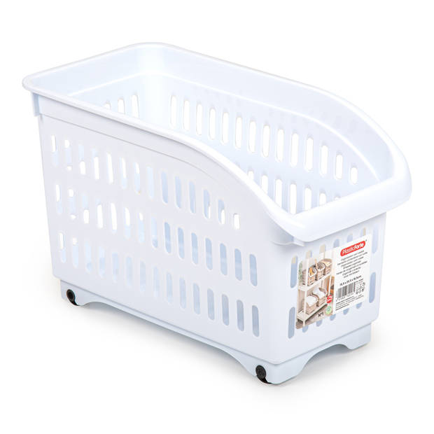 Plasticforte opberg Trolley Container - 2x - wit - L30 x B15 x H18 cm - kunststof - Opberg trolley