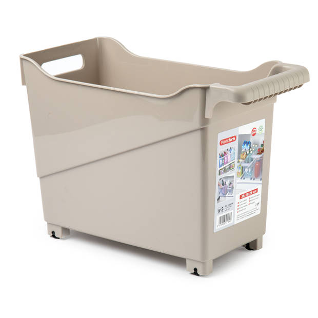 Plasticforte opberg Trolley Container - 2x - beige - L38 x B18 x H26 cm - kunststof - Opberg trolley