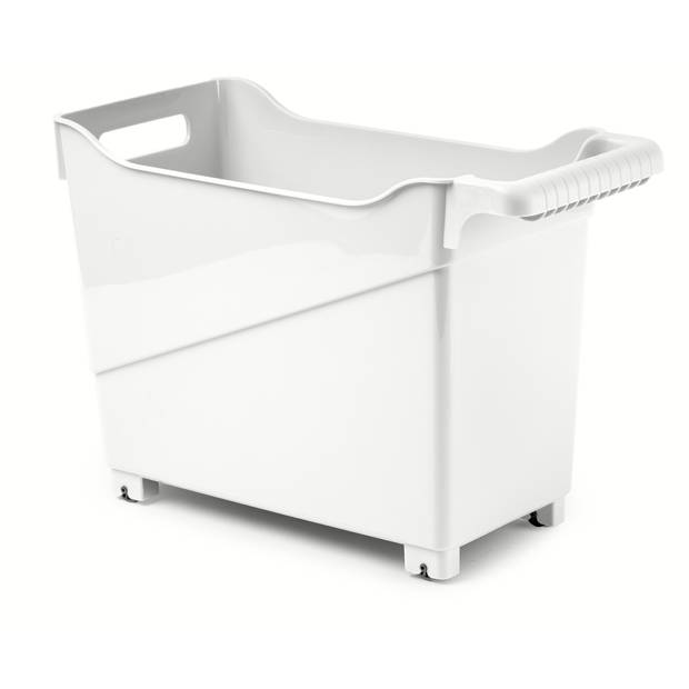 Plasticforte opberg Trolley Container - 2x - ivoor wit - L38 x B18 x H26 cm - kunststof - Opberg trolley