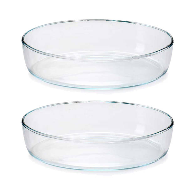 Pasabahce Ovenschaal van borosilicaat glas - 2x - ovaal - 1.5 Liter - 26 x 18 x 6 cm - Ovenschalen