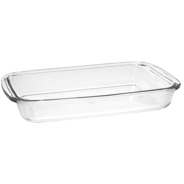 Ovenschaal van borosilicaat glas - set van 2 - rechthoek - 3.7 en 5.0 liter - serveerschaal - Ovenschalen