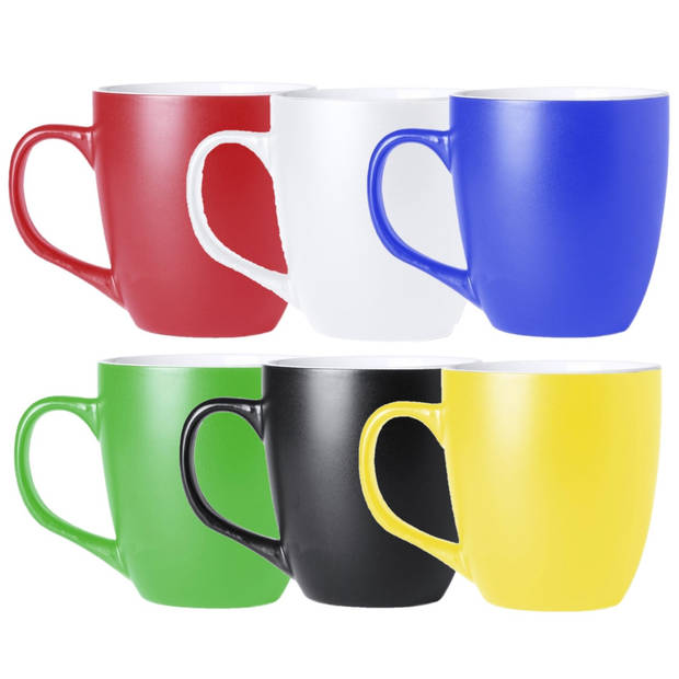 BD Koffie mokken/bekers Artista - 6x - keramiek - met oor - multi kleuren - 440 ml - Bekers