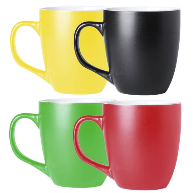 BD Koffie mokken/bekers Artista - 4x - keramiek - met oor - multi kleuren - 440 ml - Bekers