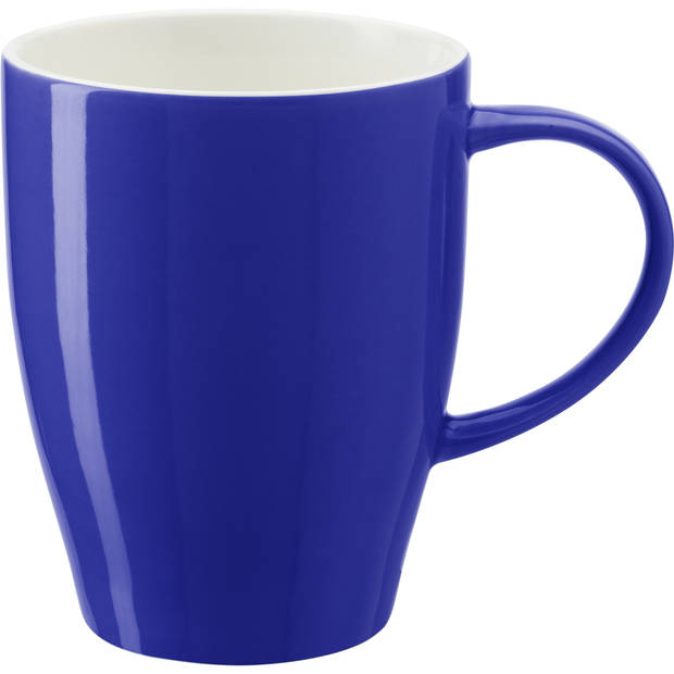 Bellatio Design Koffie mokken/bekers Paris - 4x - porselein - met oor - kobalt blauw - 350 ml - Bekers