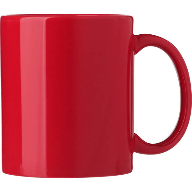 Bellatio Design Koffie mokken/bekers Nantes - 4x - keramiek - met oor - rood - 300 ml - Bekers