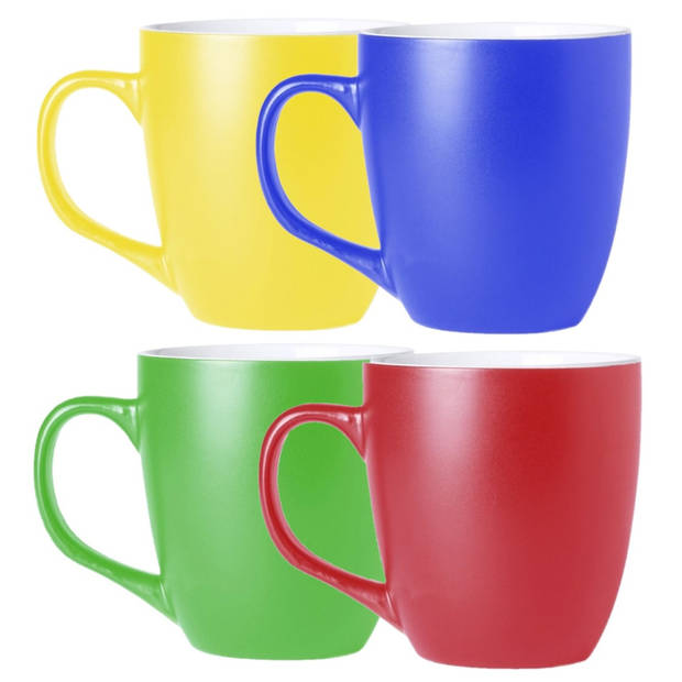 BD Koffie mokken/bekers Artista - 12x - keramiek - met oor - multi kleuren - 440 ml - Bekers