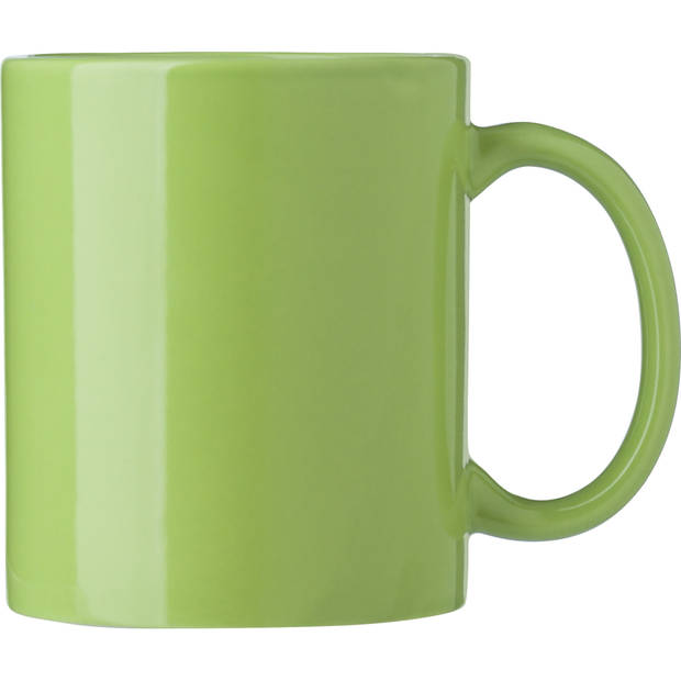 Bellatio Design Koffie mokken/bekers Nantes - 4x - keramiek - met oor - groen - 300 ml - Bekers