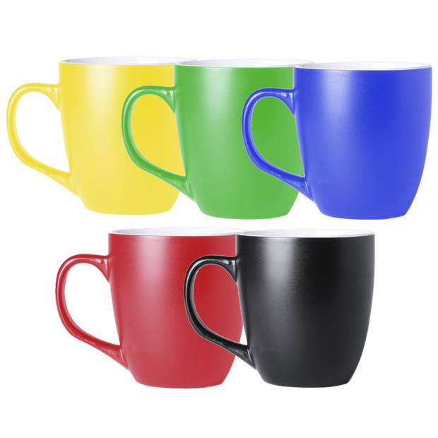 BD Koffie mokken/bekers Artista - 5x - keramiek - met oor - multi kleuren - 440 ml - Bekers