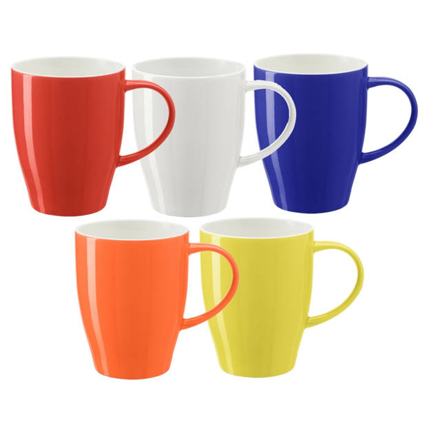 Bellatio Design Koffie mokken/bekers Paris - 5x - porselein - multi kleuren - 350 ml - Bekers