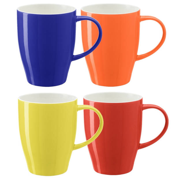 Bellatio Design Koffie mokken/bekers Paris - 4x - porselein - multi kleuren - 350 ml - Bekers