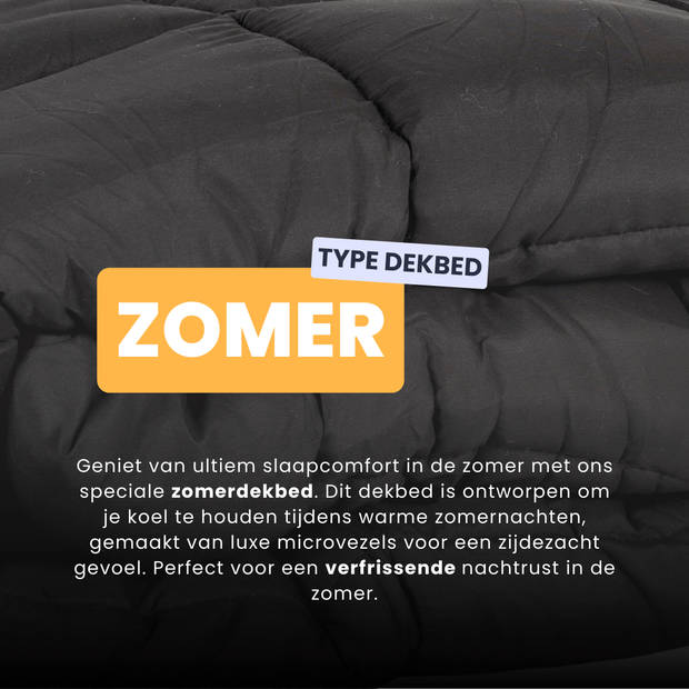 HappyBed Zwart 160x200 - Zomerdekbed zonder overtrek - wasbaar hoesloos dekbed - bedrukt dekbed voor fris en koel