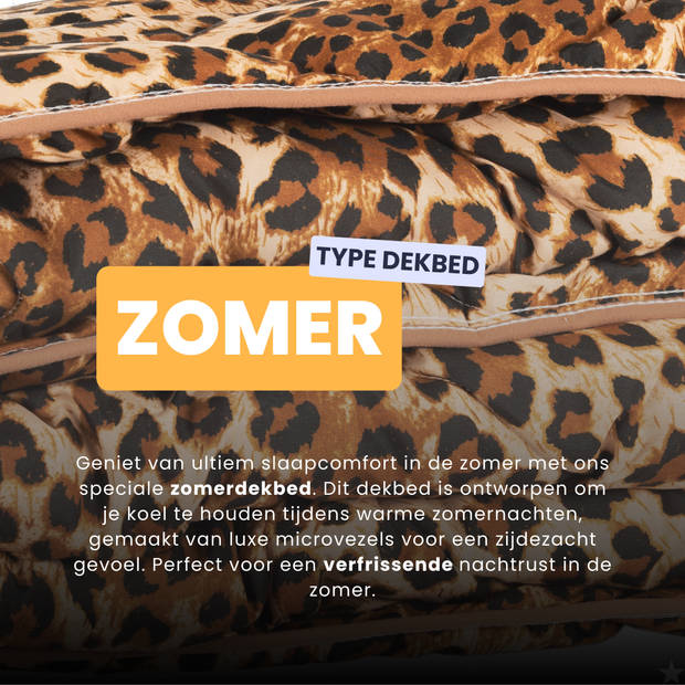 HappyBed Panter 160x200 - Zomerdekbed zonder overtrek - wasbaar hoesloos dekbed - bedrukt dekbed voor fris en koel