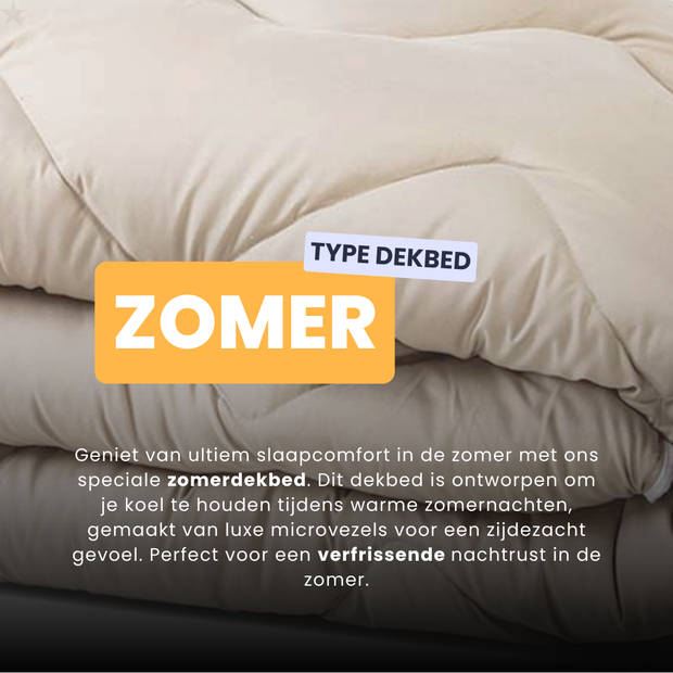 HappyBed Taupe 140x200 - Zomerdekbed zonder overtrek - wasbaar hoesloos dekbed - bedrukt dekbed voor fris en koel