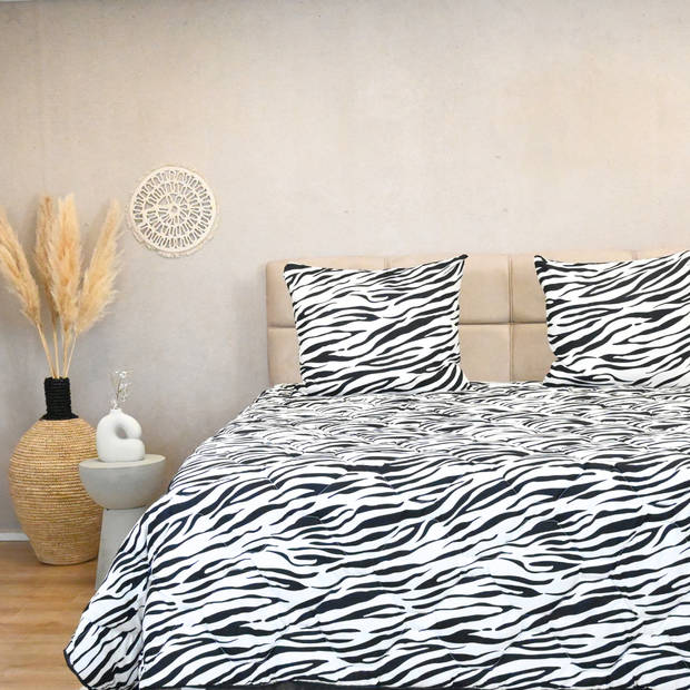 HappyBed Zebra 140x200 - Zomerdekbed zonder overtrek - wasbaar hoesloos dekbed - bedrukt dekbed voor fris en koel