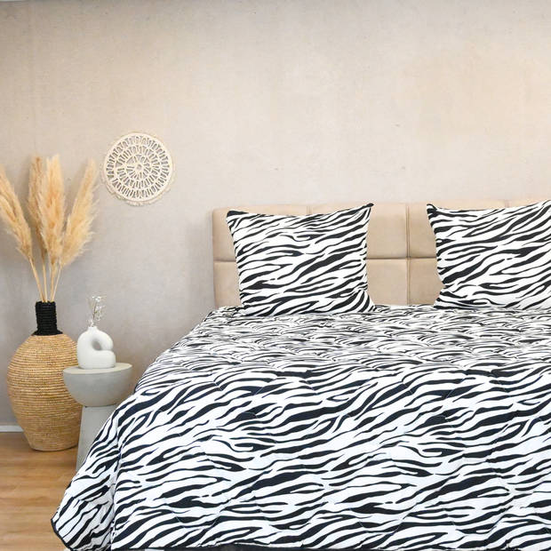 HappyBed Zebra 240x200 - Zomerdekbed zonder overtrek - wasbaar hoesloos dekbed - bedrukt dekbed voor fris en koel