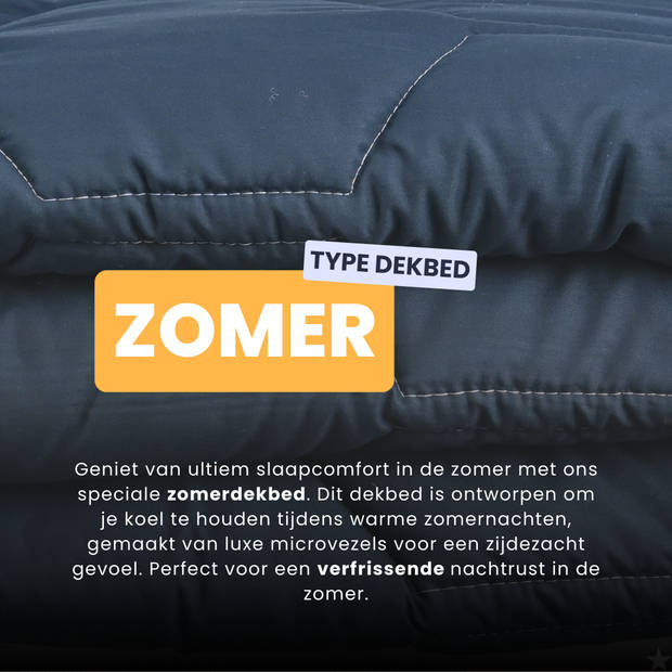 HappyBed Donkerblauw 200x200 - Zomerdekbed zonder overtrek - wasbaar hoesloos dekbed - bedrukt dekbed voor fris en