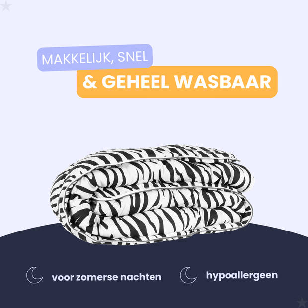 HappyBed Zebra 200x200 - Zomerdekbed zonder overtrek - wasbaar hoesloos dekbed - bedrukt dekbed voor fris en koel