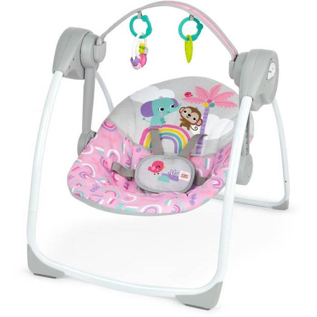 Draagbare en compacte schommel - BRIGHT STARTS - Pink Paradise - Automatische schommel met muziek - Unisex - Newborns+