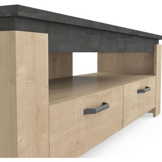 AUSTIN TV-meubel - Max. schermgrootte 55' (140 cm) - Hamilton en Sidewalk eiken decor - L 140 x D 42 x H 47 cm