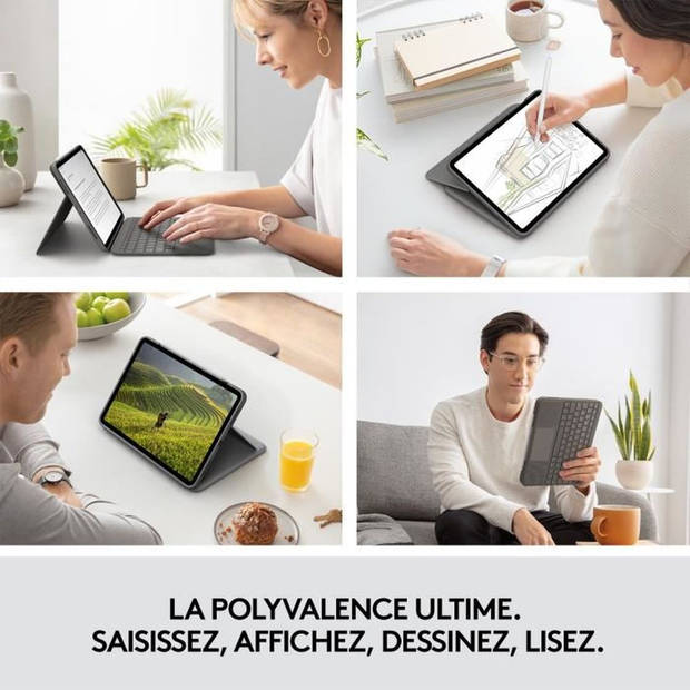 Keyboard case voor iPad - 4e generatie - LOGITECH - FOLIO TOUCH IPAD AIR - Grijs