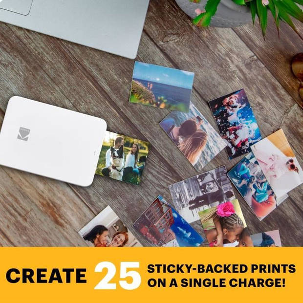 Instant mobiele fotoprinter - KODAK - Step Printer Slim - 5,1 x 7,6 cm foto's zinkpapier - iOS en Android